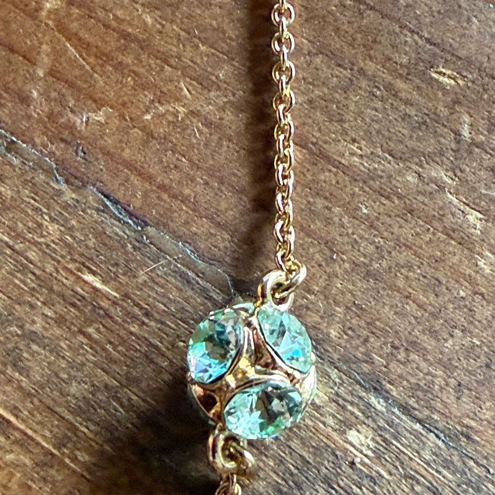 NWOT Kate Spade "LADY MARMALADE" Long Station Necklace Green rhinestone - Picture 4 of 7
